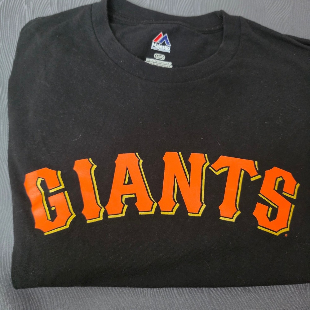 Majestic T-Shirt Mens Large Black Excellent SF Giants MLB Baseball Graphic Tee
